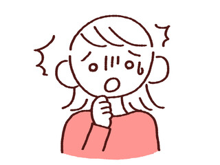 手を顔にあて驚く若い女性