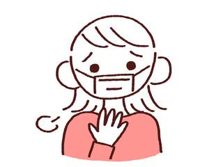 ほっとするマスク姿の若い女性