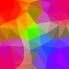 Abstract low poly background. Triangle irregular polygon geometric crystal origami puzzle multicolored rainbow spectrum pattern. Vector illustration