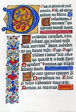 Medieval illuminated manuscript calligraphy in Stari Grad,