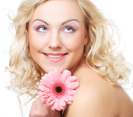 woman with gerber flower