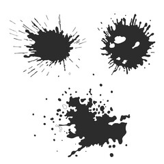 Vector black and white ink splash, blot and brush stroke, spot, spray, smudge, spatter, splatter, drip, drop, ink blob brush, paint spot, spray, smudge Grunge textured elements for design, background.