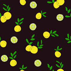 Seamless Vector lemon on maroon background Pattern. Great for Fabrics, Scrap booking, bullet journal, textiles, blankets, pillows, cover,