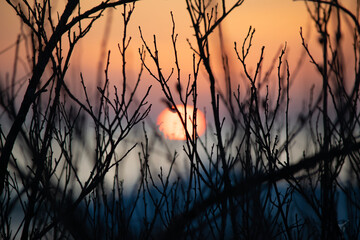 Obraz premium sunset over the lake