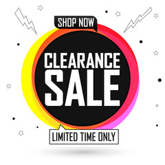 Clearance Sale tag, bubble banner design template, app icon, vector illustration