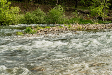 Closeup of rapidly flowing river