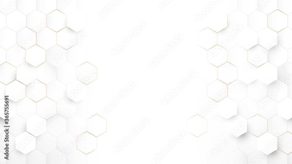Aufkleber abstract technology, futuristic digital hi tech concept. abstract white and gold hexagonal backgroun