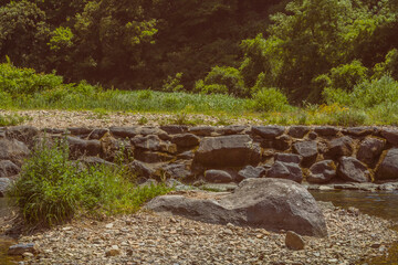 Large boulder on shore