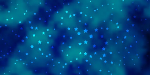 Dark BLUE vector template with neon stars. Decorative illustration with stars on abstract template. Design for your business promotion.