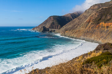 The Double Arched Big Creek Creek Bridge  on Pacific Highway 1, Big Sur, California, USA