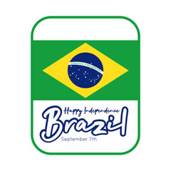 happy independence day brazil card with flag flat style