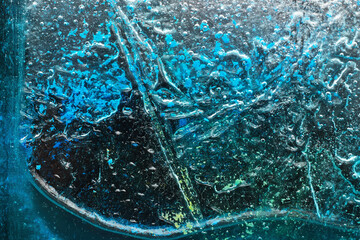 Watercolor abstract blot on the ice surface background