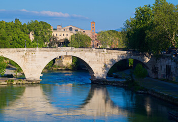 Fototapeta na wymiar Rome, Bridge on Tiber river