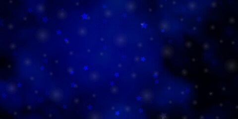 Naklejka na ściany i meble Dark BLUE vector background with colorful stars. Shining colorful illustration with small and big stars. Design for your business promotion.