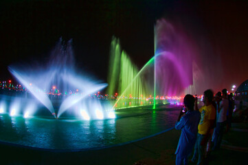 Dancing fountain with beautiful view with charming lighting colors
