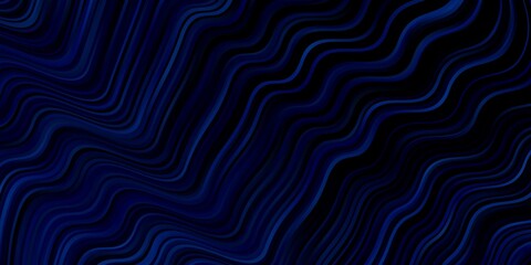 Dark BLUE vector background with bent lines. Colorful geometric sample with gradient curves.  Pattern for websites, landing pages.