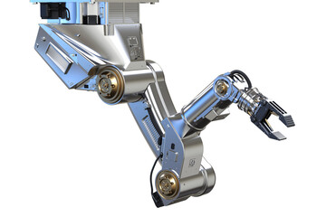 Metallic robotic arm isolated