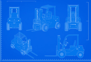 forklift truck blueprint © phonlamaiphoto