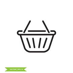 Shopping basket icon vector logo design template