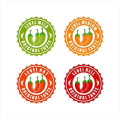 Label Chili Peppers Level Vector Design Logo Collection