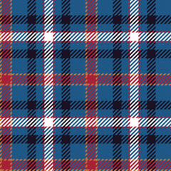 Fototapeta premium Seamless vector. Herringbone tartan check plaid for poncho, blanket, or other fabric designs. Blue plaid pattern