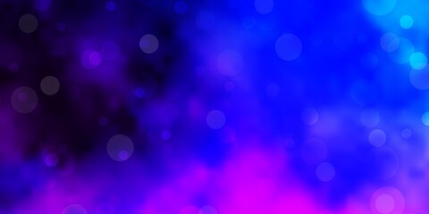 Dark Pink, Blue vector pattern with circles. Glitter abstract illustration with colorful drops. Pattern for booklets, leaflets.