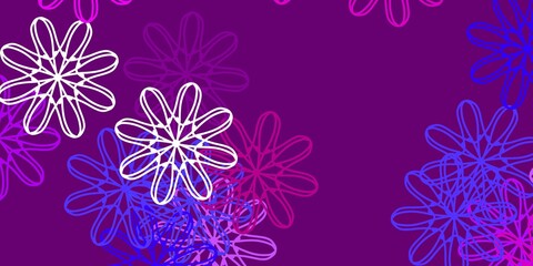 Light Purple, Pink vector doodle texture with flowers.