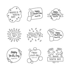 happy youth day bundle of letterings