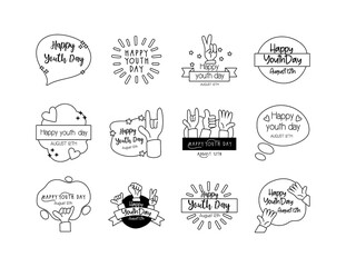 happy youth day bundle of letterings