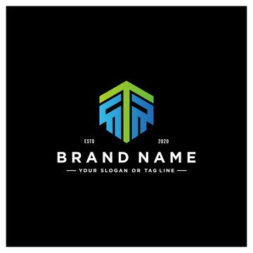 letter RTR colorful logo design vector