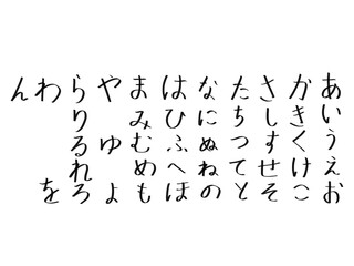 Hiragana alphabets are written in black