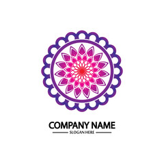 Flower logo. The circular logo. Logo of the flower. Stylized flower. Petals. Simple logo. The brand name  emblem  logo. Mandala. Logo boutique. Logotype for beauty. Logo for flower shop.