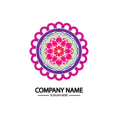 Flower logo. The circular logo. Logo of the flower. Stylized flower. Petals. Simple logo. The brand name  emblem  logo. Mandala. Logo boutique. Logotype for beauty. Logo for flower shop.