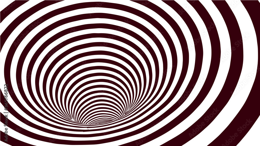 Poster red and white abstract wormhole. optical illusion. twisted vector illustration. 3d tunnel.