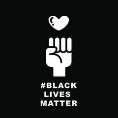 Hand symbol for black lives matter protest in USA to stop violence to black people in U.S. America. Fight for human right Simple pictogram,stroke Vector illustration. Design on white background EPS10