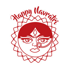 happy navratri celebration with goddess AMBA line style