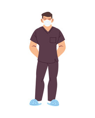 Isolated man doctor with medical mask vector design