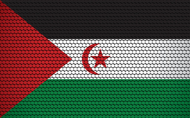 Abstract flag of Western Sahara made of circles. Saharan flag designed with colored dots giving it a modern and futuristic abstract look.