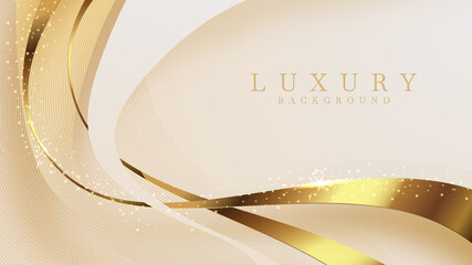 Luxury golden line background mustard shades in 3d abstract style. Illustration from vector about modern template deluxe design.