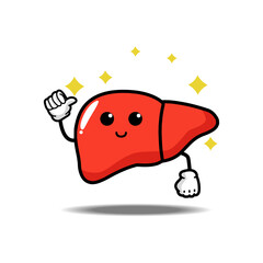 healthy liver cute mascot character