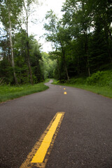 Fototapeta na wymiar Recreation forest bike lane at Mont-Tremblant 