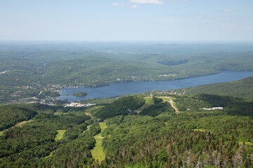 Fototapeta na wymiar mount tremblant aerial view over lake