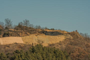 Fototapeta na wymiar Section of mountain fortress wall