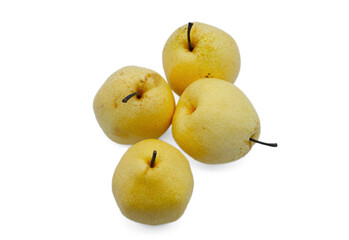 Fresh Asian pear or Chinese pear on white background. It's low calorie fruit.