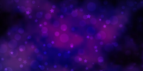 Light Purple vector template with circles, stars. Colorful illustration with gradient dots, stars. Pattern for design of fabric, wallpapers.