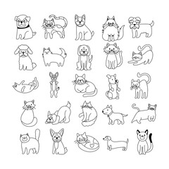 Obraz premium bundle of cats and dogs set icons