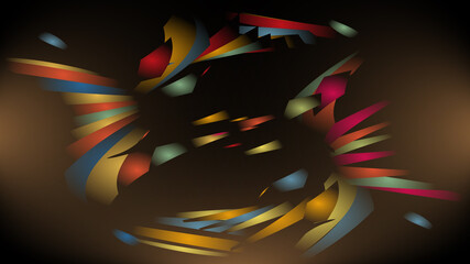 Abstract colorful background.Vector design with colorful and continuous shapes floating on a black background
