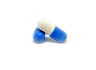 blue pills isolated on white background