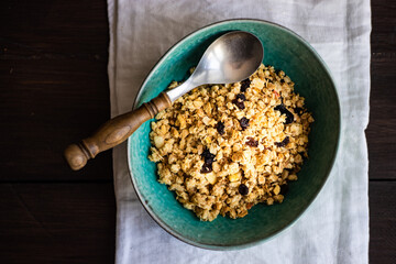 Breakfast concept with oatmeal