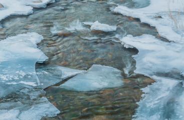Winter landscape of frozen river